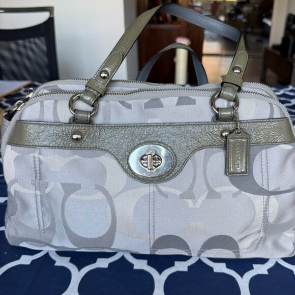 Coach Penelope Signature “C” Canvas Satchel Large Grey/Silver E1171-F17481 - EUC - Picture 1 of 11